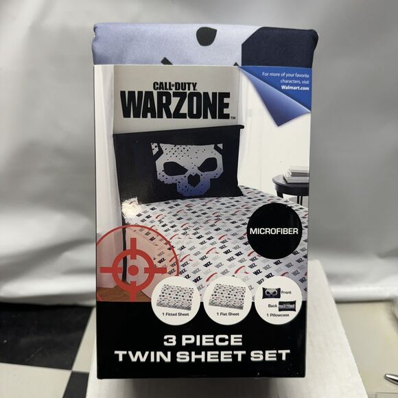 Call Of Duty Warzone 3pc Twin Sheet Set Skull Paratrooper Video Game Activision - Picture 3 of 6